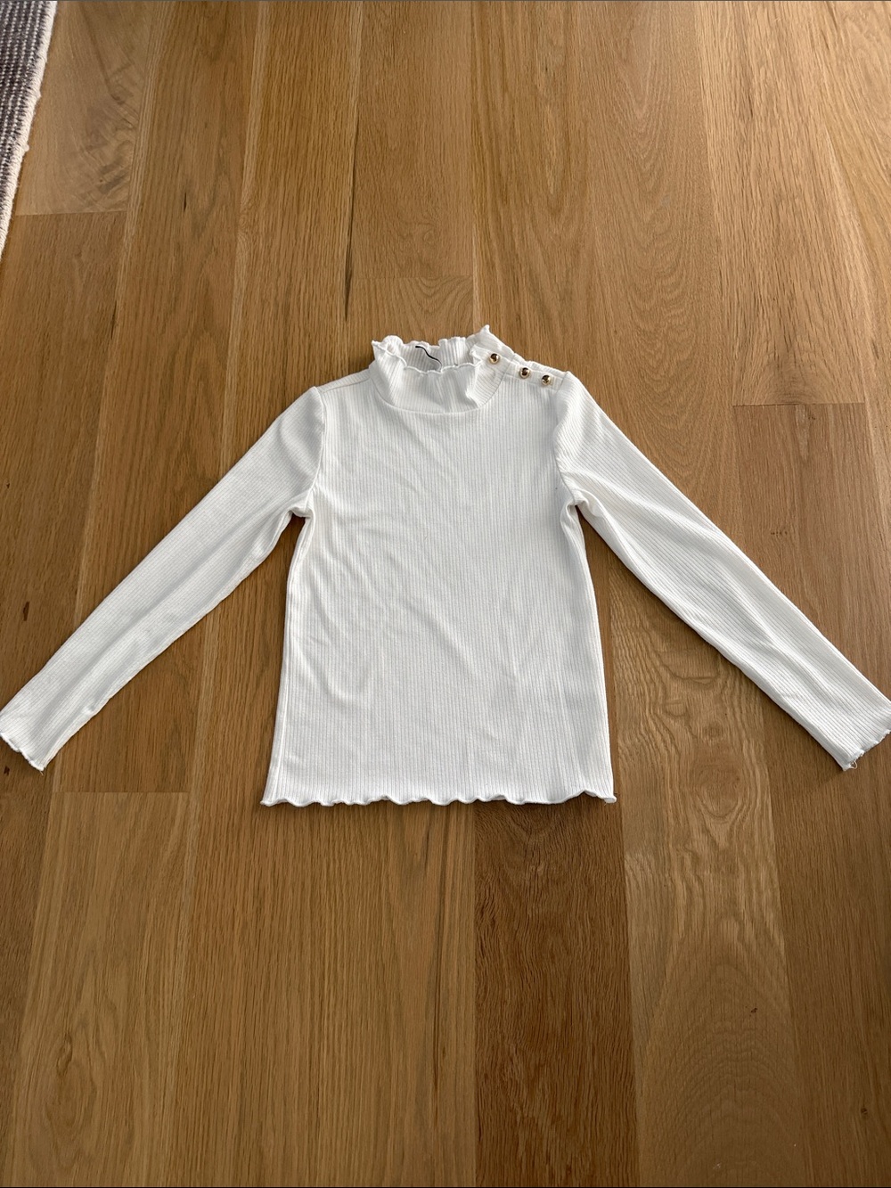 Janie and Jack White Ruffle Neck Long Sleeve Top